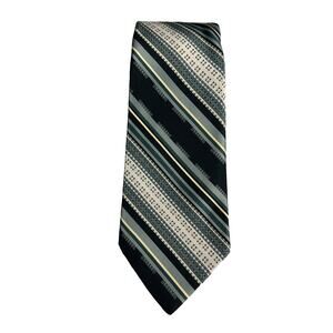 VTG Emilio Ferrara Tie Made in Italy Mid Century Modern Polyester Green Stripes